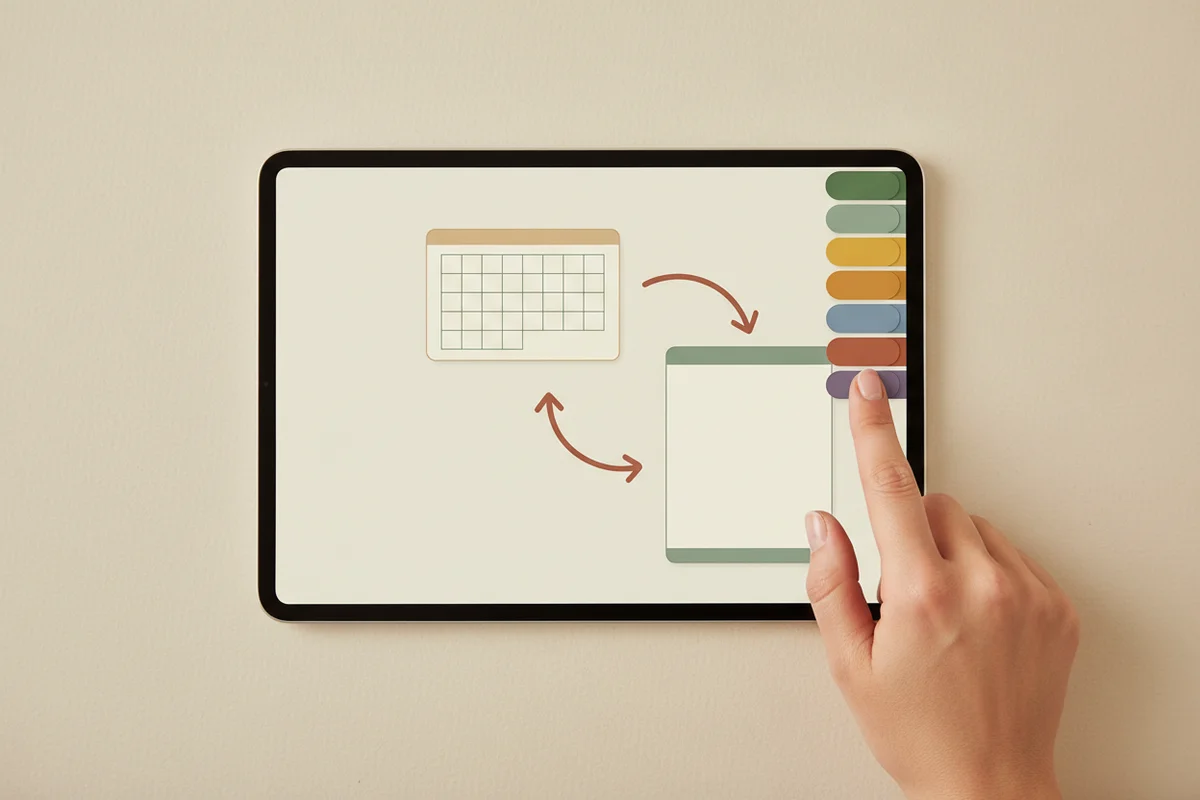 Digitaler Planer mit Hyperlinks zwischen den Seiten