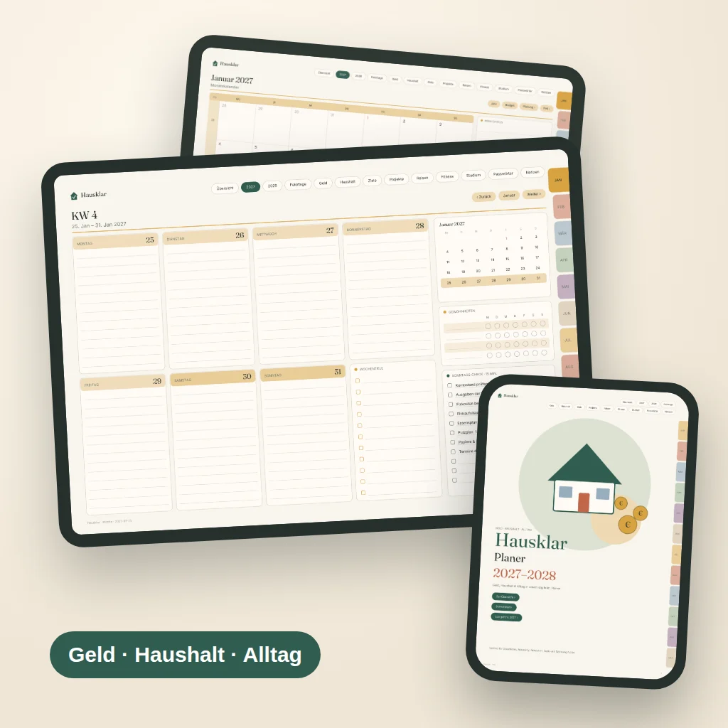 Haushaltsplaner als digitaler Planer auf dem Tablet