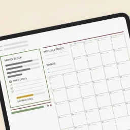 Haushaltsbuch-Vorlage mit Geld-Block
