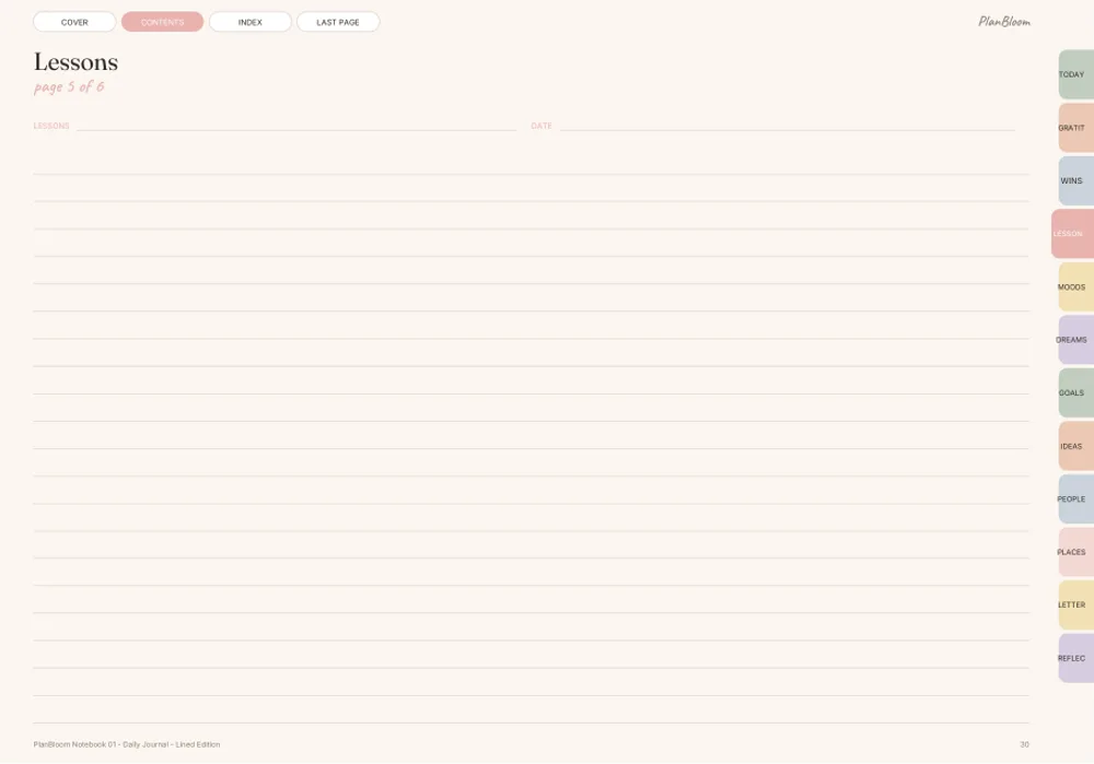 Lined notebook template page for GoodNotes