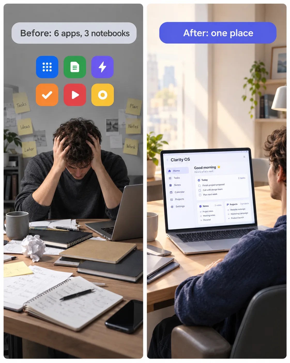 Six apps and notebooks replaced by one simple Notion workspace