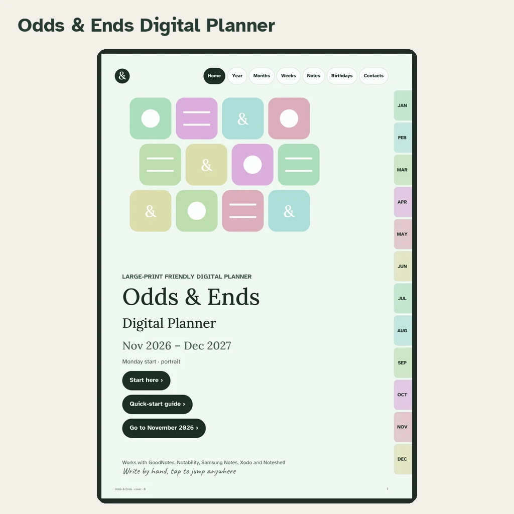 Cover of the Odds & Ends Digital Planner 2027 bundle